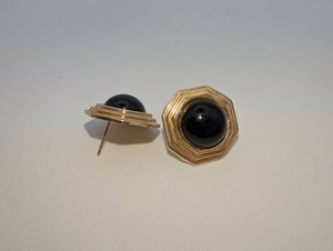 Black Onyx Cabochon Stone 14k Yellow Gold Post Earrings (MSRP $999) 3.6grams