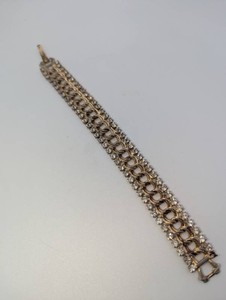 Vintage Gold Tone Rope Chain CZ Bracelet, 7