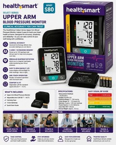 MSRP $80 New HealthSmart Select Series Upper Arm Blood Pressure Monitor  2-User, 120-Reading Memory  Irregular Heartbeat Detection and Backlit Display