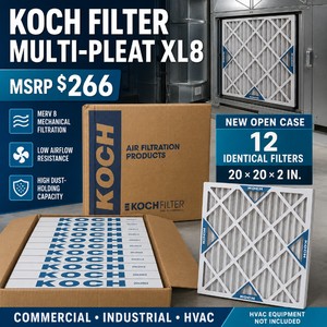 MSRP $266 New Case of 12 Koch Filter Multi-Pleat XL8 20  20  2 In. MERV 8 Pleated HVAC Air Filters  Mechanical Media, Low Airflow Resistance and High Dust-Holding Capacity