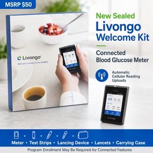 MSRP $100 New Sealed Livongo Connected Blood Glucose Meter Welcome Kit  Automatic Cellular Reading Uploads  Includes Meter, Test Strips, Lancing Device, Lancets and Carrying Case&nbsp