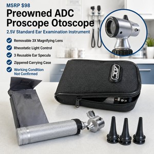 MSRP $98 ADC Proscope Standard Otoscope With 3 Reusable Ear Specula and Zippered Carrying Case  2.5V Illumination, Removable 3X Magnifying Lens and Rheostatic Light Control - Like New