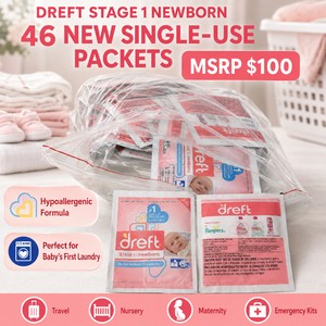MSRP $100 Lot 46 New Dreft Stage 1 Newborn Laundry Detergent Single-Use Sample Packets Hypoallergenic Formula for Babys First Laundry, Travel Size, Hospital Nursery, Maternity, Baby Shower Gifts, Infant Care &amp Emergency Kits