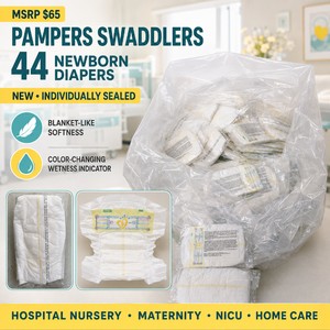 MSRP $65 NEW 44 Pampers Swaddlers Newborn Hospital Baby Diapers Individually Sealed Featuring Blanket-Like Softness and Color-Changing Wetness Indicator for Hospital Nursery, Labor &amp Delivery, NICU, Maternity, Infant Care &amp Home Healthcare