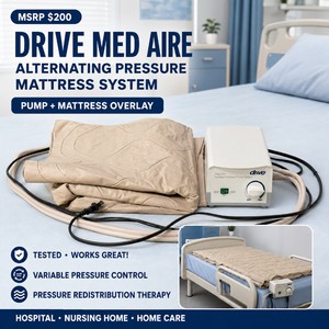 MSRP $200 Drive Med Aire Variable Pressure Pump System w Alternating Pressure Mattress Overlay Model 140C1EFD, Pressure Redistribution Therapy for Pressure Injury Prevention, Hospital, Nursing Home &amp Home Care - Tested - Works Great