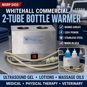 MSRP $450 Whitehall Manufacturing EBW2 Commercial 2-Tube Stainless Steel Bottle Warmer, 120V, Made in USA, Ideal for Ultrasound Gel, Massage Oils, Baby Bottles, Lotions, Veterinary, Medical, Physical Therapy & Automotive Shops, Works Great