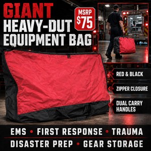 MSRP $75 Giant Red and Black Heavy-Duty Equipment Carry Bag  Zipper Closure and Dual Carry Handles for EMS, Emergency Supplies, Disaster Preparedness and Gear Storage