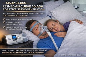 MSRP $4,800 ResMed AirCurve 10 ASV Adaptive Servo-Ventilation CPAP Machine, Advanced Breath-by-Breath Sleep Therapy System for Complex Sleep Apnea, Color Display, Heated Humidifier wCarry Bag, Data Card, Power Supply &amp Hose, No Mask, Works Excellent