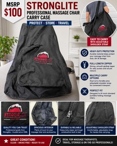 MSRP $100 Stronglite Professional Massage Chair Carry Case Replacement Storage &amp Travel Bag for Portable Folding Massage Tables with Adjustable Shoulder Strap, Heavy-Duty Zipper &amp Carry Handles, Black - Great Condition