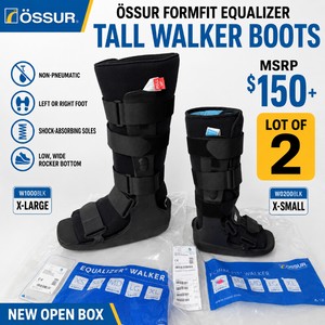 MSRP $150 NEW LOT OF 2 SSUR FORMFIT EQUALIZER TALL NON-PNEUMATIC WALKER BOOTS, W1000BLK X-LARGE &amp W0200BLK X-SMALL, UNIVERSAL LEFTRIGHT FIT, SHOCK-ABSORBING SOLES, LOW WIDE ROCKER BOTTOMS &amp ADJUSTABLE HOOK-AND-LOOP STRAPS