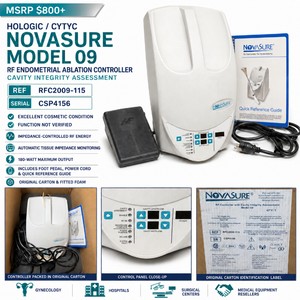 MSRP $4500 EXCELLENT CONDITION HOLOGICCYTYC NOVASURE MODEL 09 RFC2009-115 RF ENDOMETRIAL ABLATION CONTROLLER WITH CAVITY INTEGRITY ASSESSMENT, FOOT PEDAL, POWER CORD, QUICK REFERENCE GUIDE &amp ORIGINAL FOAM PACKAGING FOR GYNECOLOGY &amp SURGICAL USE