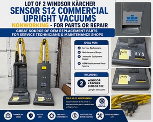 OT OF 2 WINDSOR KRCHER SENSOR S12 COMMERCIAL UPRIGHT VACUUMS, NONWORKING - FOR PARTS OR REPAIR, GREAT SOURCE OF OEM REPLACEMENT PARTS FOR SERVICE TECHNICIANS &amp MAINTENANCE SHOPS