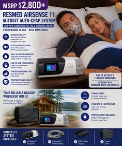 WOW WE FINALLY GOT ONE IN MSRP $2,800 RESMED AIRSENSE 11 AUTOSET AUTO-CPAP SYSTEM ONE OF THE MOST ADVANCED &amp QUIETEST CPAP MACHINES OUT THERE WRESMED MASK, CLIMATEAIR HEATED HOSE, POWER SUPPLY &amp CASE LIKE NEW ONLY 6000 HOURS