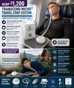 MSRP $1200 TRANSCEND MICRO CPAP PLUS ACCESSORIES The smallest &amp lightest travel CPAP on the market, weighing less than 0.5 pounds &amp measuring less than 4 inches wide - LIKE NEW CONDITION IN ORIGINAL BOX