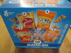 20 Assorted snack mix bags dated Ju...