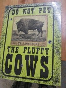 Yellowstone bison metal sign measur...