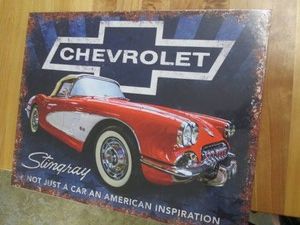 Chevy Stingray metal sign measuring...