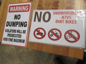 2 Metal warning signs...