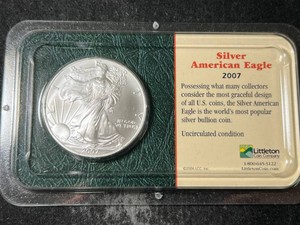 2007 AMERICAN SILVER EAGLE ONE TROY OZ .999 FINE SILVER IN CASE