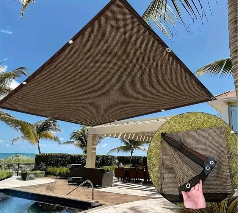 Outdoor Shade Cloth, Brown Sun Shade Net for Patio, Garden, 118 x 157 - Brand New