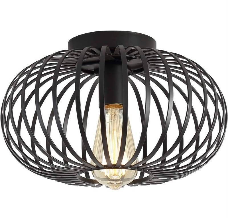 Fixture Farmhouse Industrial Metal Cage Semi Flush Mount Ceiling Light for Hallway Living Room Kitchen - Brand New