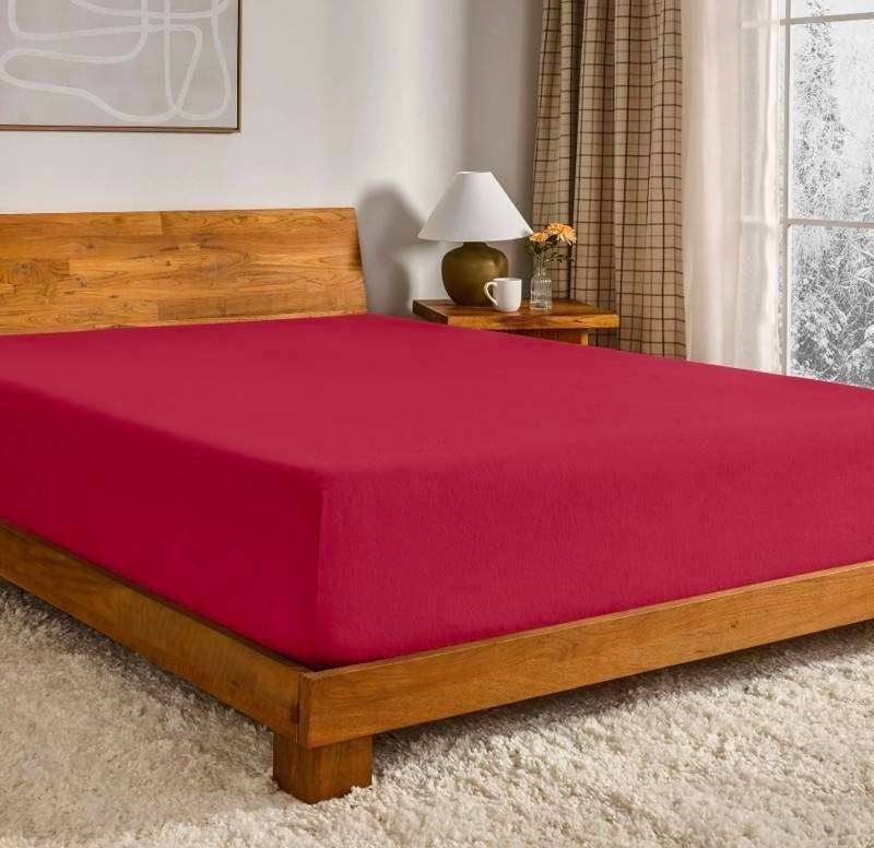 Bare Home Queen Red Flannel Fitted Sheet - $60.99 Retail - Brand New