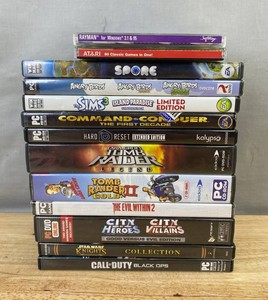 13 PC Game Collection - Rayman, Spore, Tomb Raider, The Sims, Disney Star Wars, Call of Duty, Command &amp Conquer, Atari 80, Lara Croft Tomb Raider, The Evil Within 2, City Heroes City Villains, Angry Birds, Etc.&nbspC
