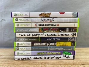 10 Xbox 360 Video Games - Call of Duty, Kinect Sports, Assassins Creed, NCAA Football, Mercenaries 2, Hot Wheels, Etc.&nbspC