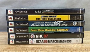 6 PlayStation 2 Games - Maximo, Star Wars, James Bond 007, Dance Dance Revolution Extreme, NHL 07, and NCAA 06 March Madness&nbspC