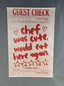 Guest Check Chef was Cute Would Eat Here Again Canvas Poster 12 x 18 - Brand New