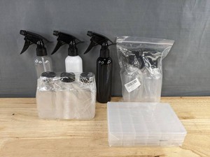 Plastic Spray Bottles & Plastic Containers, 9 Total Items - Brand New