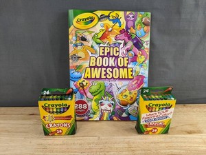 Crayola Epic Book of Awesome Coloring Book & 24 Crayons, 2 Packs - Brand New