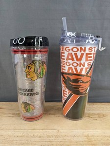 NCAA Oregon Beavers Football 24oz Tumbler & NHL Chicago Blackhawks 22oz. Tumbler - Brand New