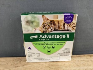 Elanco Advantage II Large Cat Monthly Flea Treatment, 4 Doses - Brand New