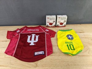 Dutchy Brand Dog Premium Red Leashes, 2 Total & Brazil Yellow Dog Shirt, Size S & Indiana Hoosiers Red Dog Shirt, Size M - Brand New