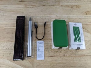 REIDA Windproof Rechargeable USB Lighter, Silver & Dinghao Cigarette USB Lighter, Green - Brand New