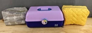 Caboodles Purple Cosmetic Hard Sided Carry Case, 13 &amp Sonia Kashuk Soft Cosmetic Bags, Yellow, Black &amp White, 2 Total&nbspB