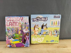 Candy Land Board Game & Bluey Pop-O-Matic Trouble Games - New