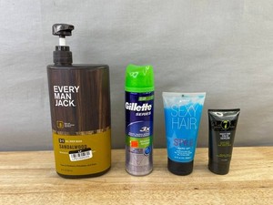 Every Man Jack Sandalwood All Over Wash, Gillette Sensitive Shave Gel, Sexy Hair Style Hard Up Gel &amp Seven Sons Night Time Face Serum - New&nbspB