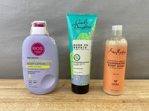 EOS Shea Butter Body Lotion, Carols Daughter Repair Shampoo &amp SheaMoisture Illuminating Body Wash - New&nbspB
