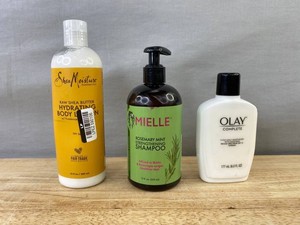 SheaMoisture Raw Shea Butter Body Lotion, Mielle Rosemary Mint Shampoo &amp Olay Daily Moisturizing Lotion - New&nbspB