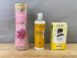 Caress Daily Silk Body Wash, SheaMoisture Raw Shea Butter Body Lotion &amp Olay Daily Moisturizer with SPF - New&nbspB