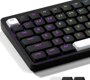 XVX Low Profile Black and White Keycaps, 127 Keys - Brand New