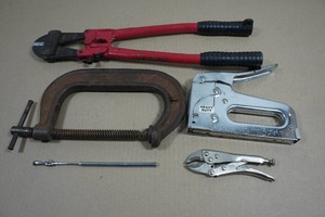 Assorted Tools - Bolt Cutters, Stapler, C-Clamp