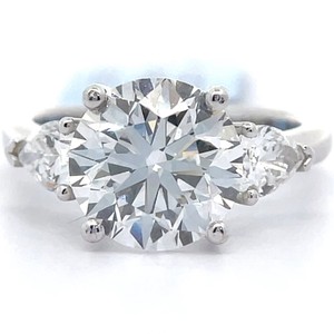 NEW 3.50 Carat Diamond Round & Pear Three-Stone Ring in 14k White Gold $5,250 Retail VIDEO