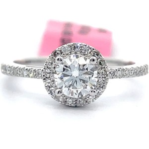 1 Carat Diamond Round Halo Cathedral Ring in 14k White Gold $2,495 Retail VIDEO