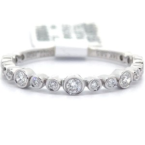 0.28 Carat Diamond Bubble Bezel Semi-Eternity Stacking Ring in 14k White Gold $2,000 Retail VIDEO