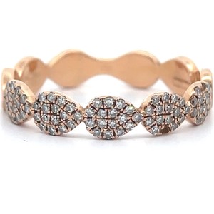 Shy Creation Los Angeles Natural Diamond Pave Leaf Stacking Ring in 14k Rose Gold VIDEO