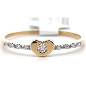 Natural Diamond Heart Pav Stacking Ring in 14k Yellow Gold VIDEO