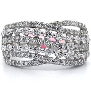 1 Carat Diamond Criss-Cross Band Ring in 14k White Gold $2,495 Retail VIDEO